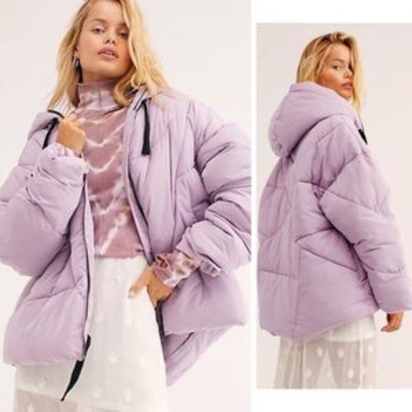 🥳2xHP Free People lilac dolman puffer jacket med. - Picture 8 of 10